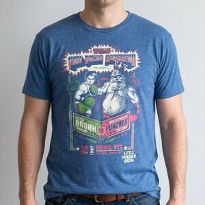 Geek Fuel Punch Out World Video Boxing Association Graphic T-Shirt Blue Mens XL